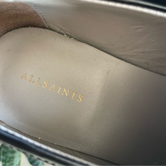 NWOT Allsaints Emily Patent Leather Loafers in Black - Picture 9 of 11